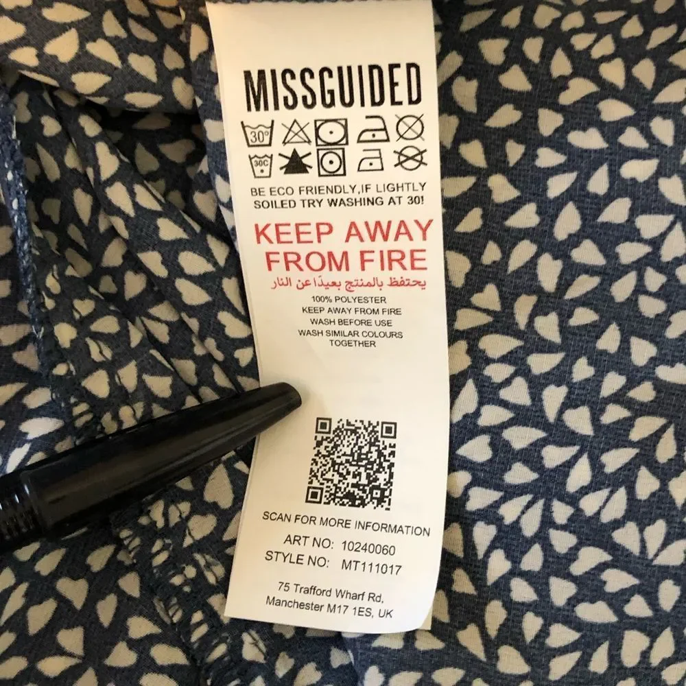 Missguided Maternity Blue Mini Heart Print Ruffle Surplice Deep V Mini Dress NWT - Picture 12 of 14